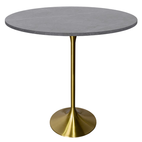 Verve Bar Height Dining Table with 48" Round Sintered Stone Top and Gold Stainless Steel Base