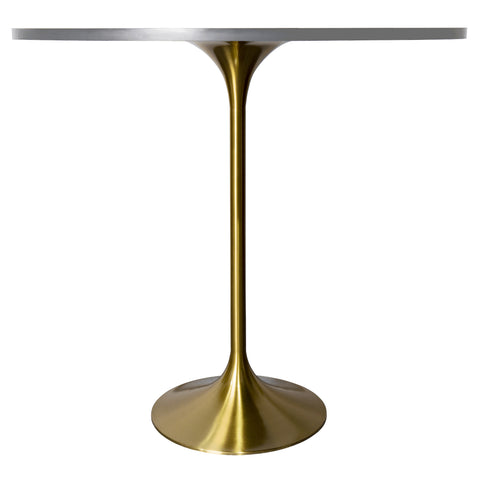 Verve Bar Height Dining Table with 48" Round Sintered Stone Top and Gold Stainless Steel Base