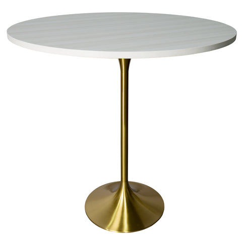 Verve Bar Height Dining Table with 48" Round MDF Top and Gold Stainless Steel Pedestal Base