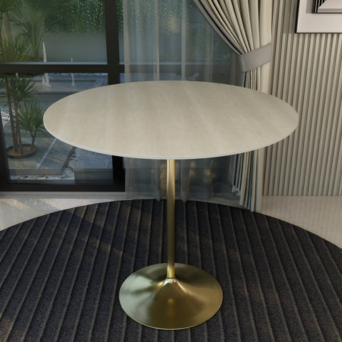 Verve Bar Height Dining Table with 48" Round MDF Top and Gold Stainless Steel Pedestal Base