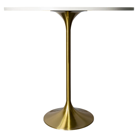 Verve Bar Height Dining Table with 48" Round MDF Top and Gold Stainless Steel Pedestal Base