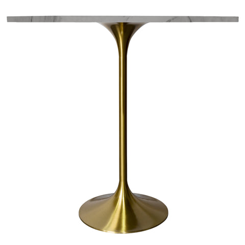 Verve Bar Height Dining Table with 48" Round Sintered Stone Top and Gold Stainless Steel Base