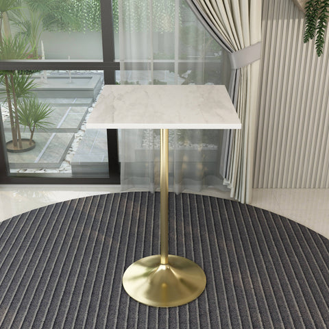 Verve Bar Height Dining Table with Square Resin Top and Gold Stainless Steel Base