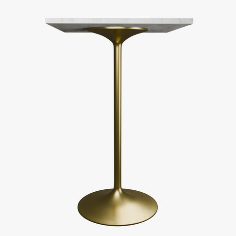 Verve Bar Height Dining Table with Square Resin Top and Gold Stainless Steel Base