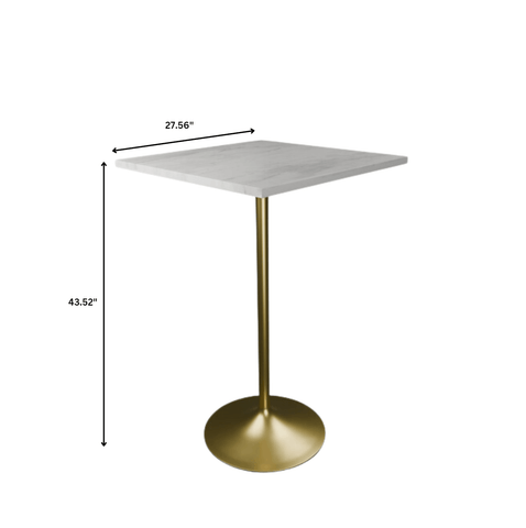 Verve Bar Height Dining Table with Square Resin Top and Gold Stainless Steel Base