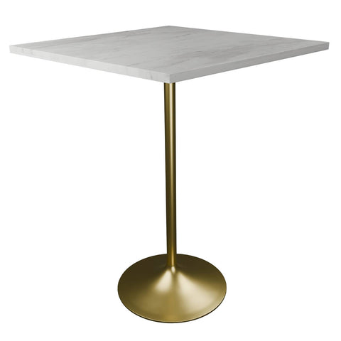 Verve Bar Height Dining Table with Square Resin Top and Gold Stainless Steel Base