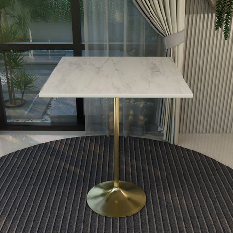 Verve Bar Height Dining Table with Square Resin Top and Gold Stainless Steel Base