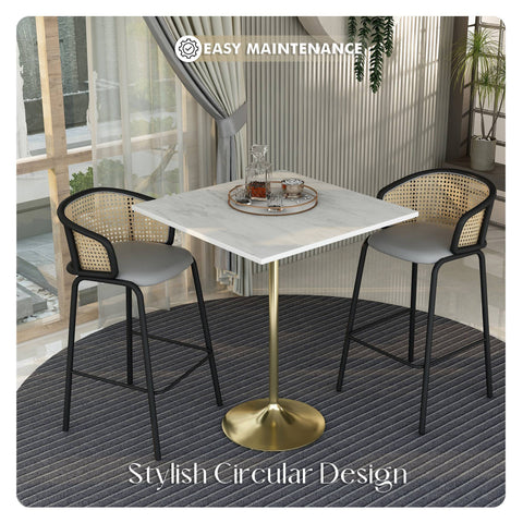 Verve Bar Height Dining Table with Square Resin Top and Gold Stainless Steel Base