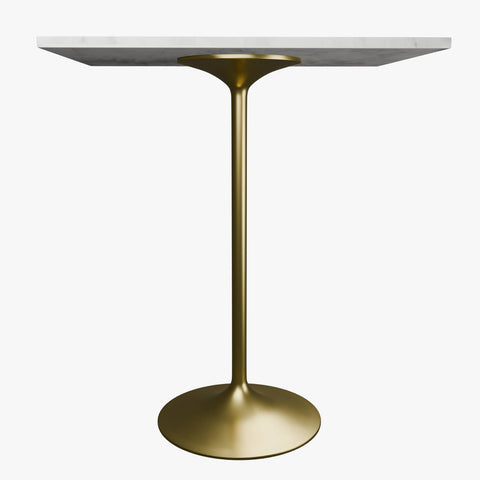 Verve Bar Height Dining Table with Square Resin Top and Gold Stainless Steel Base