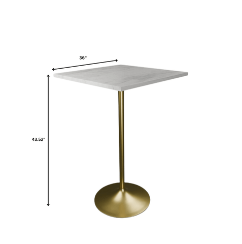 Verve Bar Height Dining Table with Square Resin Top and Gold Stainless Steel Base