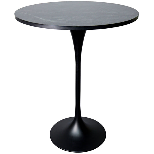 Verve Bar Height Dining Table with Round MDF/Sintered Stone/Resin Top & Black Stainless Steel Base