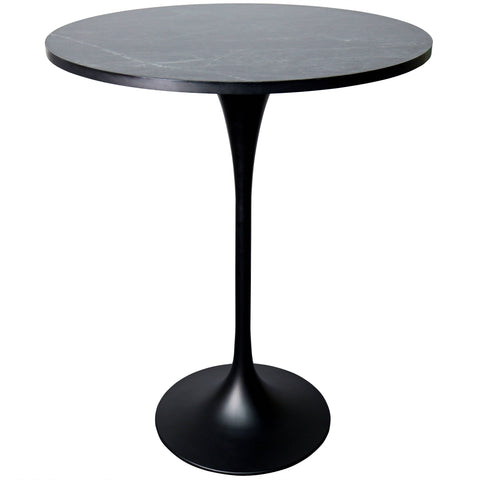 Verve Bar Height Dining Table with 27" Round MDF Top and Black Stainless Steel Pedestal Base