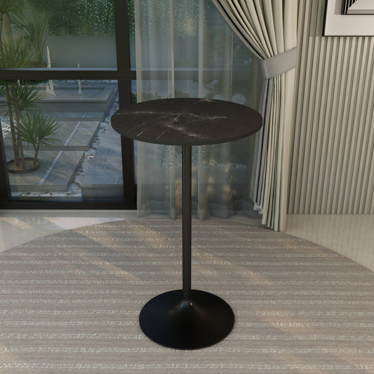 Verve Bar Height Dining Table with Round MDF/Sintered Stone/Resin Top & Black Stainless Steel Base