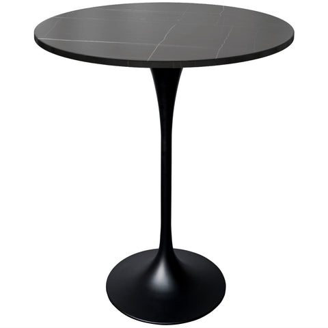 Verve Bar Height Dining Table with 27" Round Sintered Stone Top and Black Stainless Steel Base