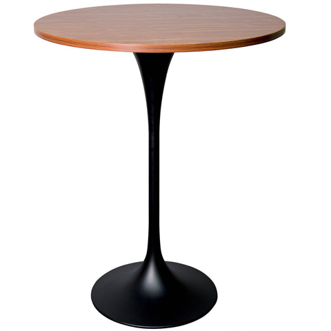 Verve Bar Height Dining Table with 27" Round MDF Top and Black Stainless Steel Pedestal Base