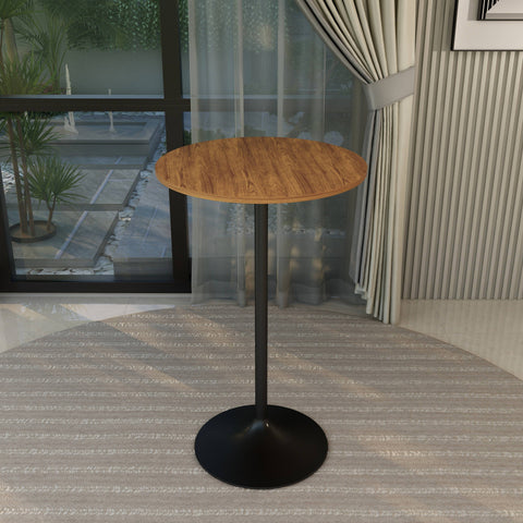 Verve Bar Height Dining Table with 27" Round MDF Top and Black Stainless Steel Pedestal Base