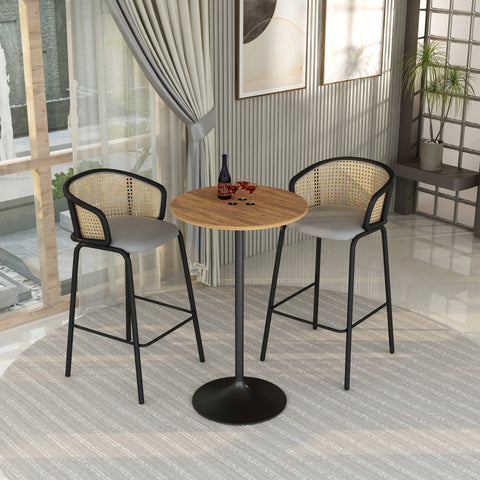 Verve Bar Height Dining Table with 27" Round MDF Top and Black Stainless Steel Pedestal Base