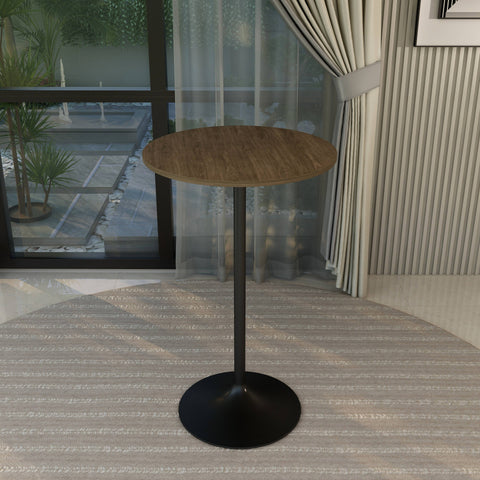 Verve Bar Height Dining Table with 27" Round MDF Top and Black Stainless Steel Pedestal Base