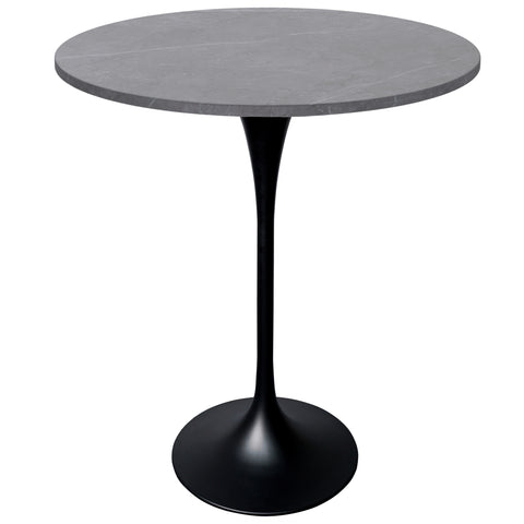 Verve Bar Height Dining Table with 27" Round Sintered Stone Top and Black Stainless Steel Base