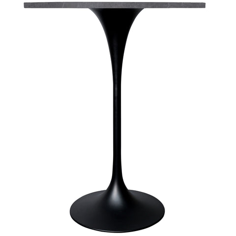 Verve Bar Height Dining Table with 27" Round Sintered Stone Top and Black Stainless Steel Base