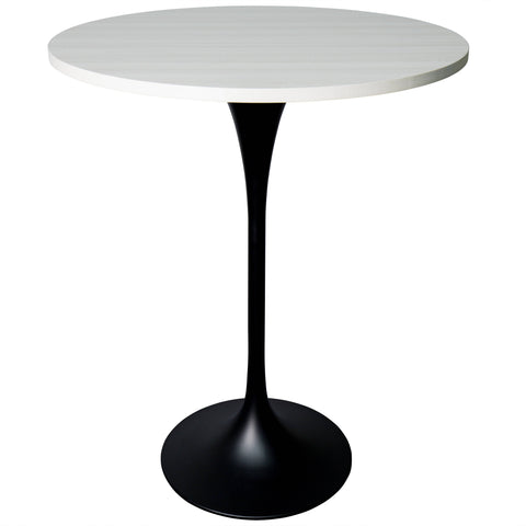 Verve Bar Height Dining Table with 27" Round MDF Top and Black Stainless Steel Pedestal Base