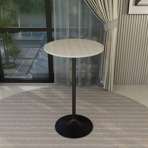 Verve Bar Height Dining Table with 27" Round MDF Top and Black Stainless Steel Pedestal Base