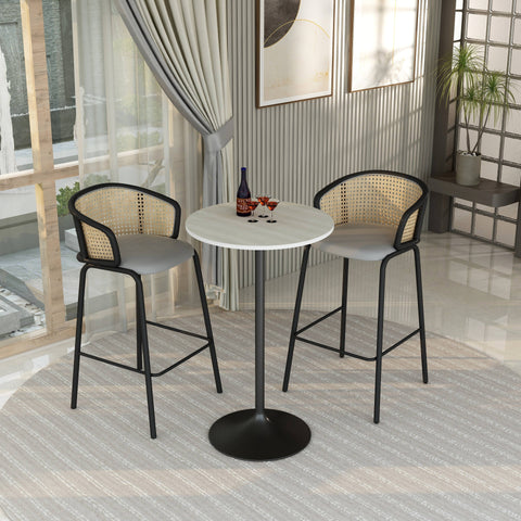 Verve Bar Height Dining Table with 27" Round MDF Top and Black Stainless Steel Pedestal Base