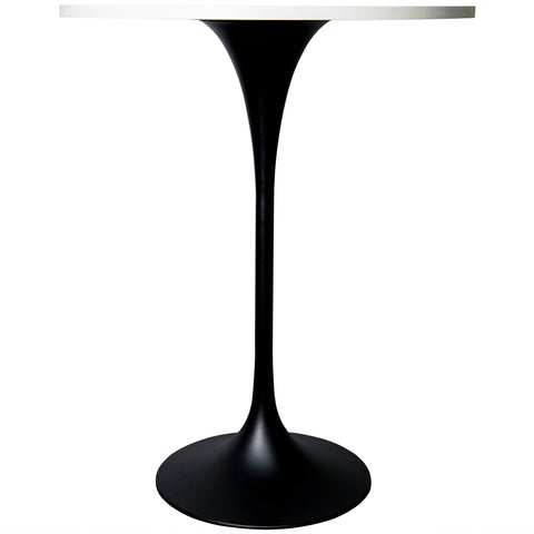 Verve Bar Height Dining Table with 27" Round MDF Top and Black Stainless Steel Pedestal Base