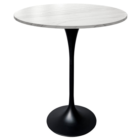 Verve Bar Height Dining Table with 27" Round Sintered Stone Top and Black Stainless Steel Base