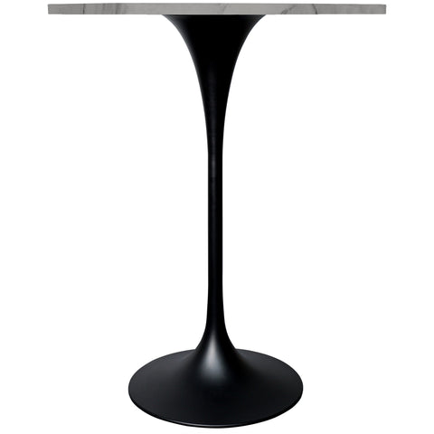 Verve Bar Height Dining Table with 27" Round Sintered Stone Top and Black Stainless Steel Base