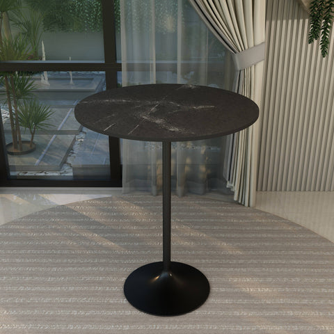 Verve Bar Height Dining Table with 36" Round MDF Top and Black Stainless Steel Pedestal Base