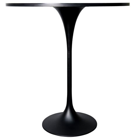 Verve Bar Height Dining Table with 36" Round MDF Top and Black Stainless Steel Pedestal Base