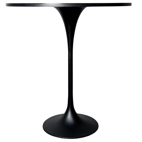 Verve Bar Height Dining Table with 36" Round Sintered Stone Top and Black Stainless Steel Base