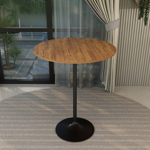 Verve Bar Height Dining Table with 36" Round MDF Top and Black Stainless Steel Pedestal Base