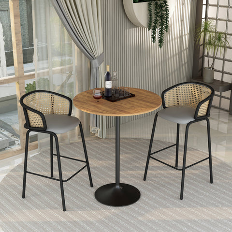 Verve Bar Height Dining Table with 36" Round MDF Top and Black Stainless Steel Pedestal Base