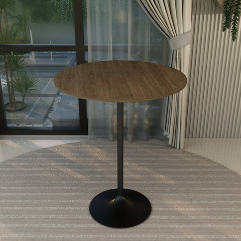 Verve Bar Height Dining Table with 36" Round MDF Top and Black Stainless Steel Pedestal Base