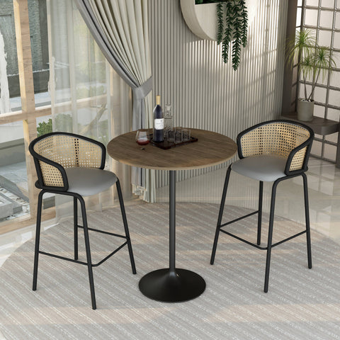 Verve Bar Height Dining Table with 36" Round MDF Top and Black Stainless Steel Pedestal Base