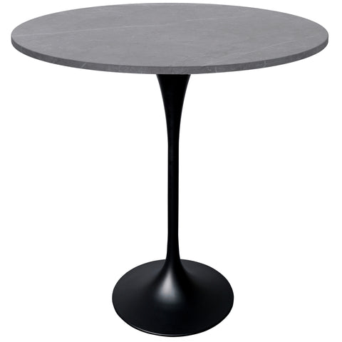 Verve Bar Height Dining Table with 36" Round Sintered Stone Top and Black Stainless Steel Base