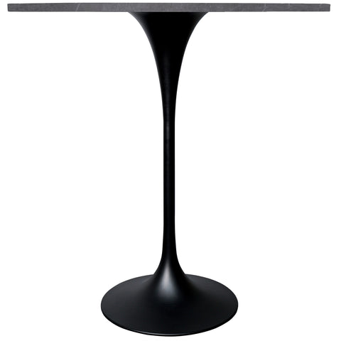 Verve Bar Height Dining Table with 36" Round Sintered Stone Top and Black Stainless Steel Base