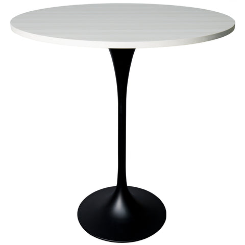 Verve Bar Height Dining Table with 36" Round MDF Top and Black Stainless Steel Pedestal Base