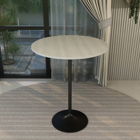 Verve Bar Height Dining Table with 36" Round MDF Top and Black Stainless Steel Pedestal Base