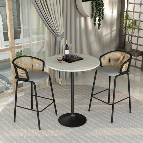 Verve Bar Height Dining Table with 36" Round MDF Top and Black Stainless Steel Pedestal Base