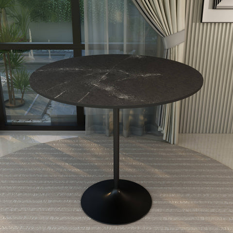 Verve Bar Height Dining Table with 48" Round MDF Top and Black Stainless Steel Pedestal Base