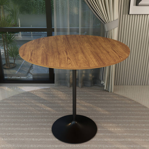 Verve Bar Height Dining Table with 48" Round MDF Top and Black Stainless Steel Pedestal Base