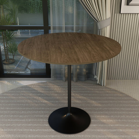 Verve Bar Height Dining Table with 48" Round MDF Top and Black Stainless Steel Pedestal Base