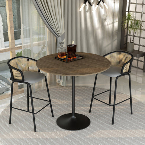 Verve Bar Height Dining Table with 48" Round MDF Top and Black Stainless Steel Pedestal Base