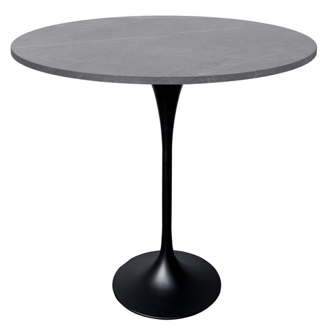 Verve Bar Height Dining Table with 48" Round Sintered Stone Top and Black Stainless Steel Base