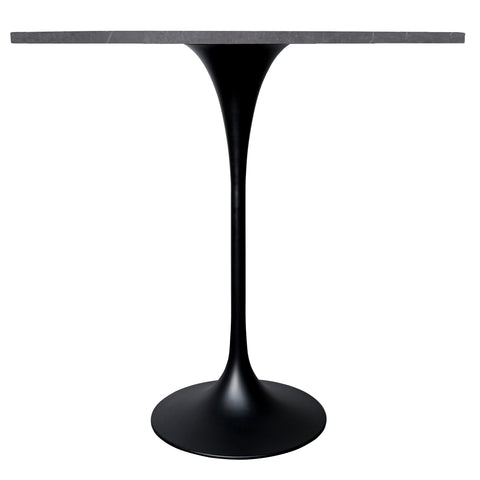 Verve Bar Height Dining Table with 48" Round Sintered Stone Top and Black Stainless Steel Base