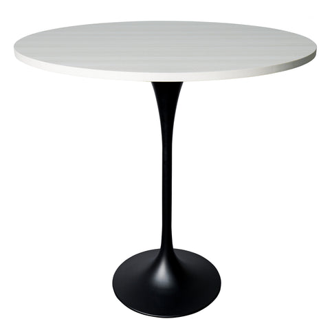 Verve Bar Height Dining Table with 48" Round MDF Top and Black Stainless Steel Pedestal Base