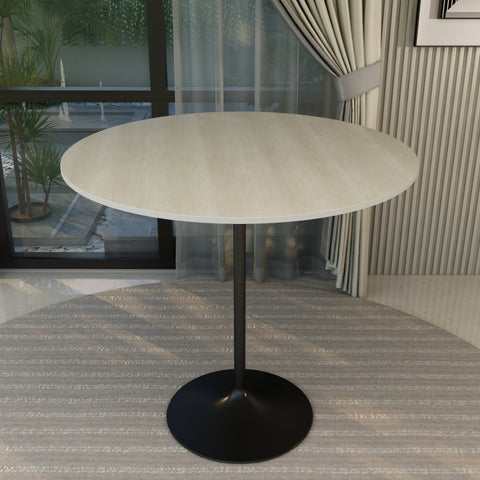 Verve Bar Height Dining Table with 48" Round MDF Top and Black Stainless Steel Pedestal Base